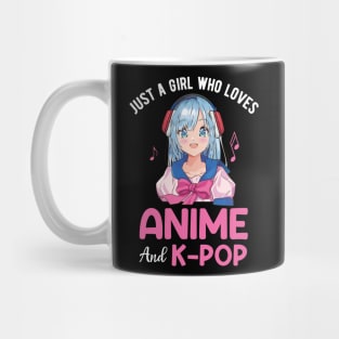 Just A Girl Who Loves Anime and K-Pop, Cute Women Music Gift Mug